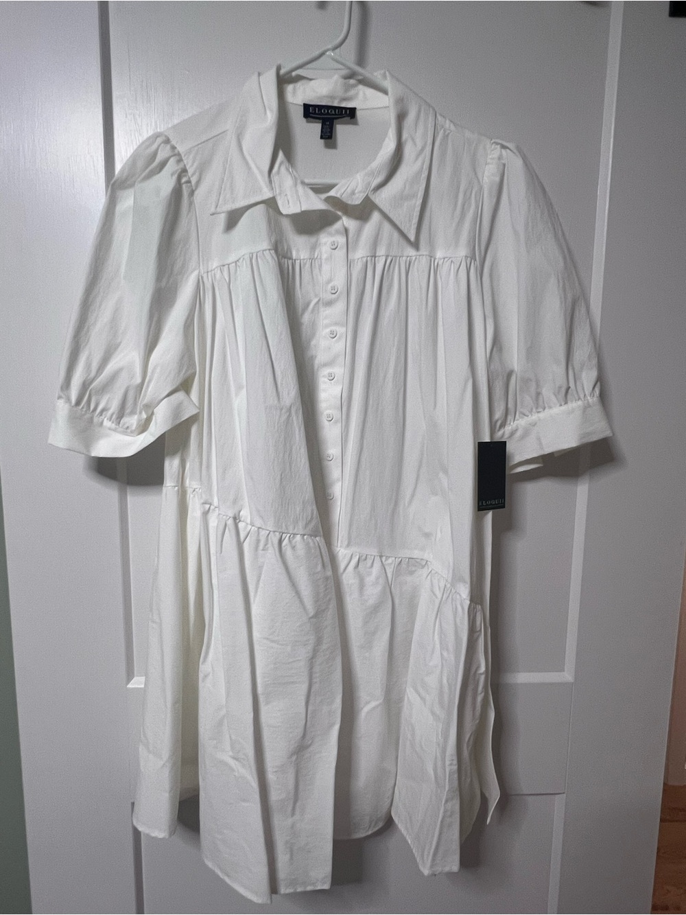 Eloquii White Button-Front Tiered Dress/Top BNWT Size 14